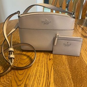 kate spade, Bags, Kate Spade Staci Dome Crossbody In Warm Beige With  Matching Card Holder